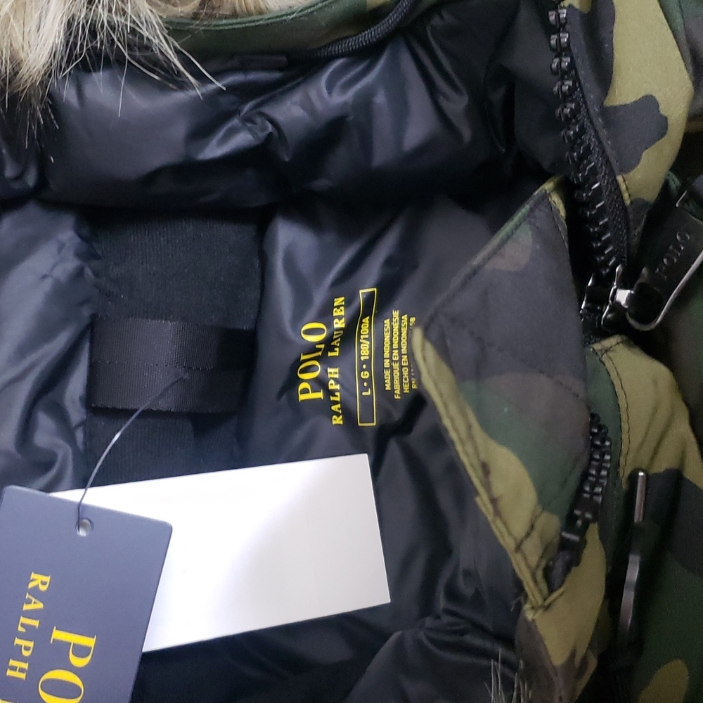 NWT Polo Ralph Lauren Green Camo Down Parka Coat Size L - Picture 8 of 13